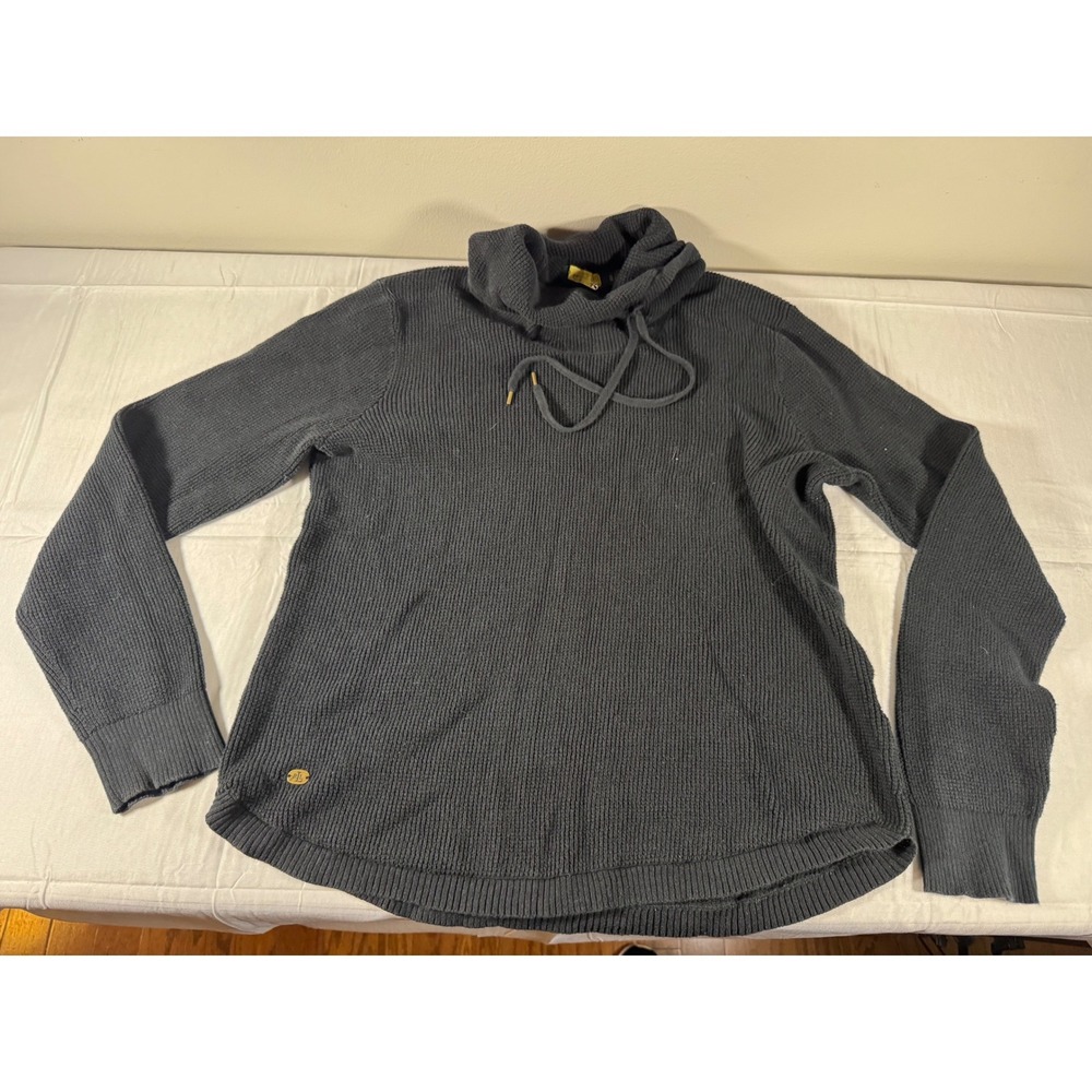 Lauren Ralph Lauren Womens XL Navy Blue Cowl Neck Waffle Knit Sweater Drawstring